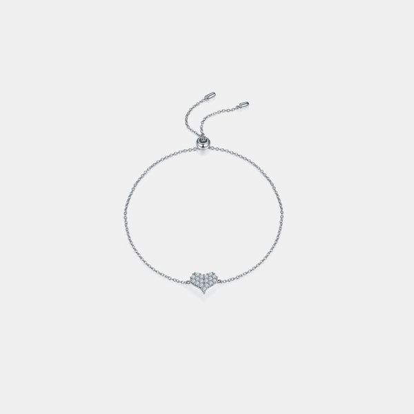 Moissanite 925 Sterling Silver Heart Bracelet