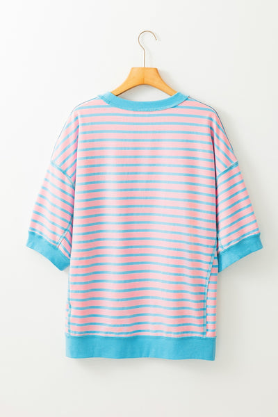 Striped Round Neck Half Sleeve T-Shirt