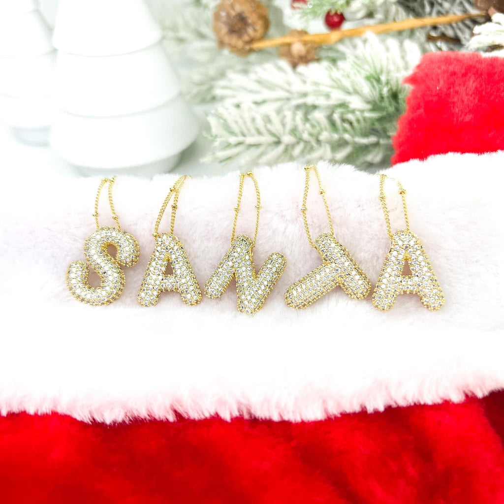 Gold Dazzle Bubble Initial Necklace