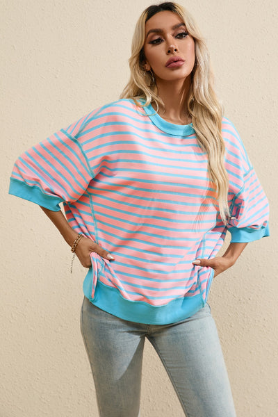 Striped Round Neck Half Sleeve T-Shirt