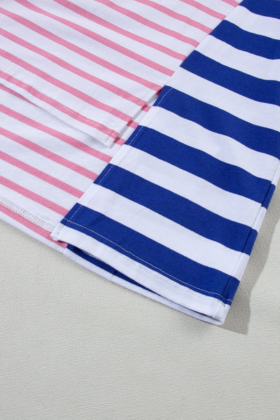 Striped Round Neck Dropped Shoulder T-Shirt