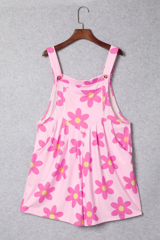 Pocketed Flower Wide Strap Overall
