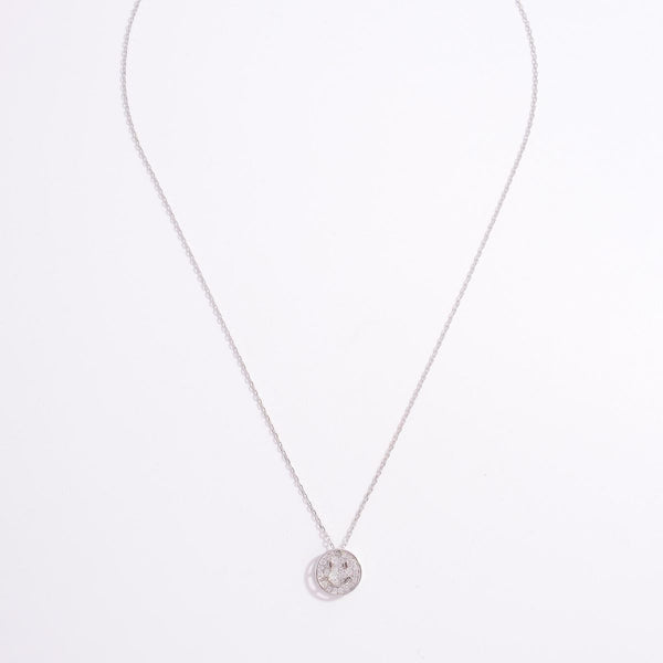 925 Sterling Silver Zircon Smiley Face Necklace