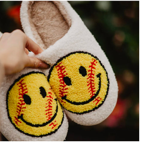 Smiley Face Softball Slippers