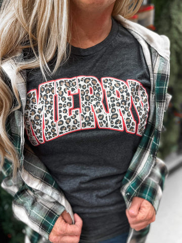 Charcoal Leopard Merry Tee