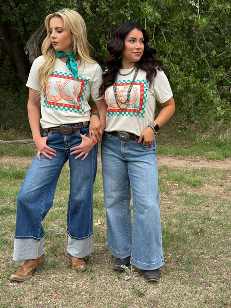 Checkered Lucky Horseshoes Tee
