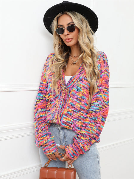 Button Up Dropped Shoulder Cardigan