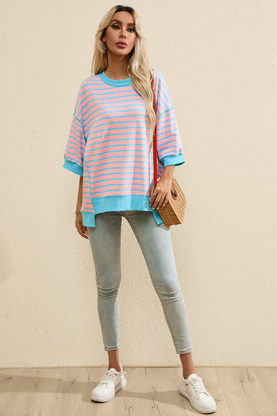 Striped Round Neck Half Sleeve T-Shirt