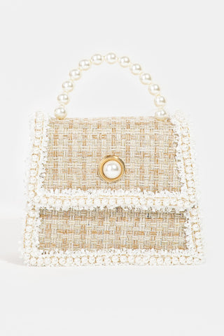 Fame Pearly Trim Woven Handbag
