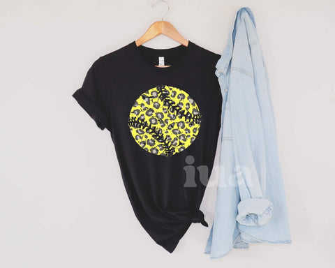 Black Leopard Softball Tee