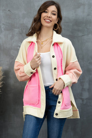 Color Block Collared Slit Jacket