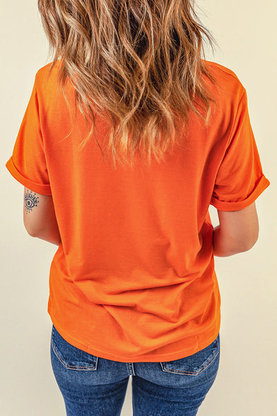 Round Neck Cuffed Short Sleeve Tee