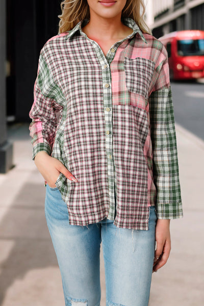 Plaid Button Down Collared Shirt