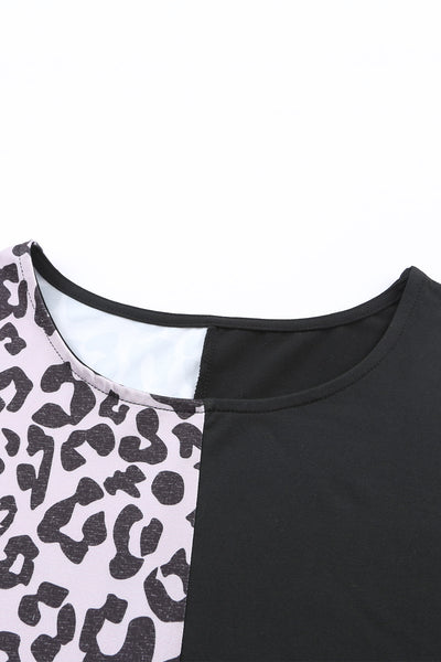 Leopard Two-Tone Round Neck Tee