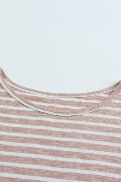 Striped Print Drop Shoulder Long Sleeve Top