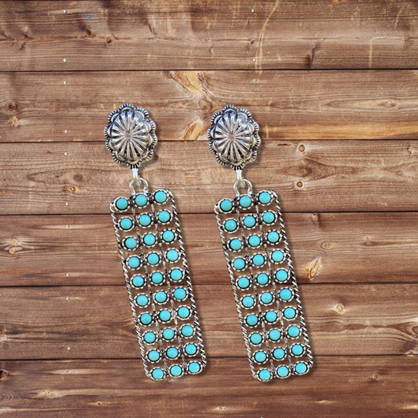 Art Deco Inlaid Turquoise Drop Earring