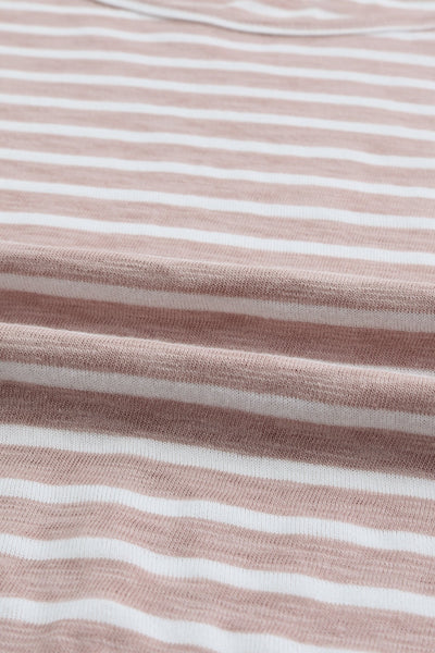 Striped Print Drop Shoulder Long Sleeve Top