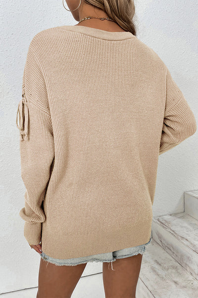 Round Neck Dropped Shoulder Sweater