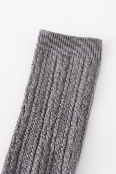 Gray knit knee high sock