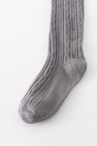 Gray knit knee high sock