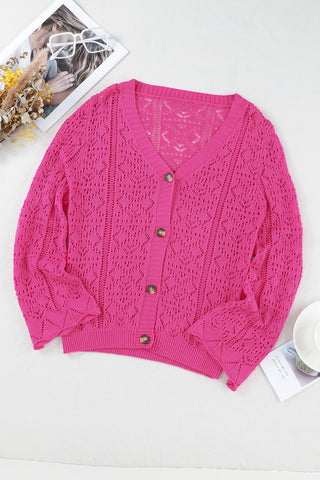 Openwork Button Down Cardigan