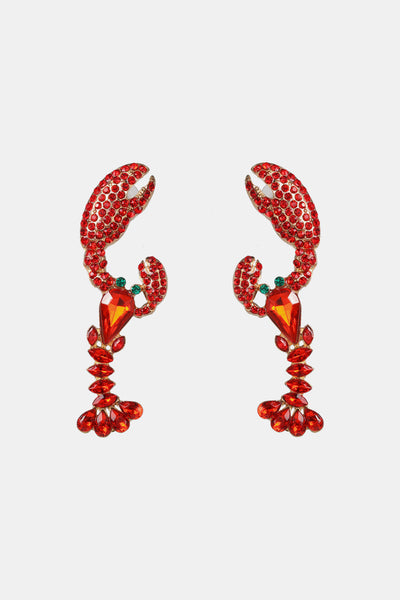 Lobster Shape Glass Stone Dangle Earrings