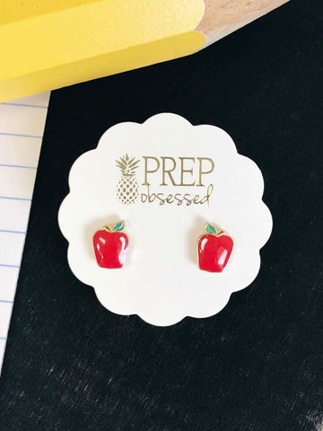 Red Apple Earrings - The Frosted Pear Design