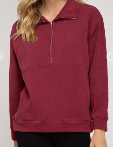 Burgundy Zip Sweater
