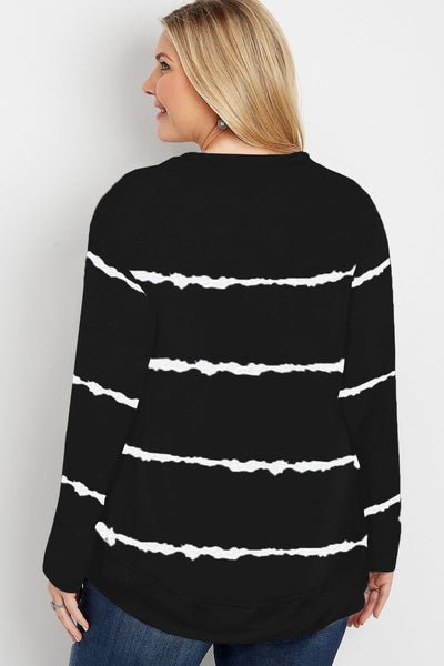 Tie-Dye Stripes Plus Size Sweatshirt