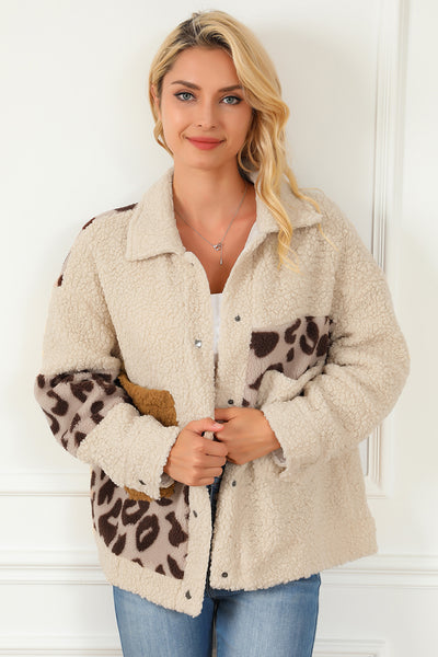 Leopard Sanp Down Collared Jacket