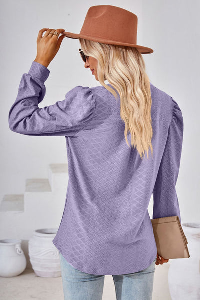 V-Neck Puff Sleeve Blouse