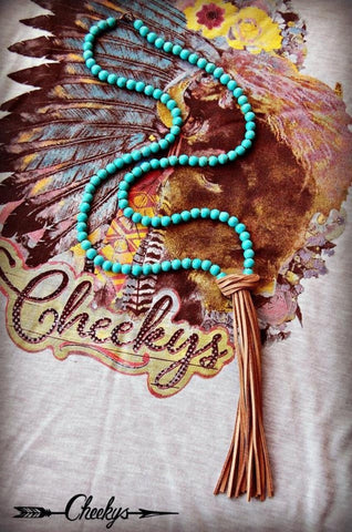 Turquoise & Leather Tassel Necklace