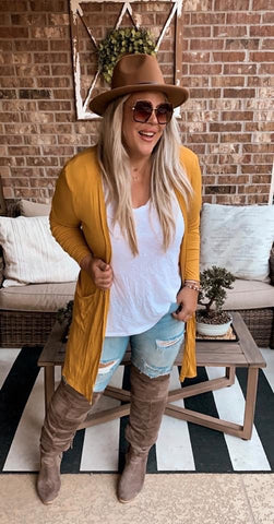 Mustard Pocket Cardigan