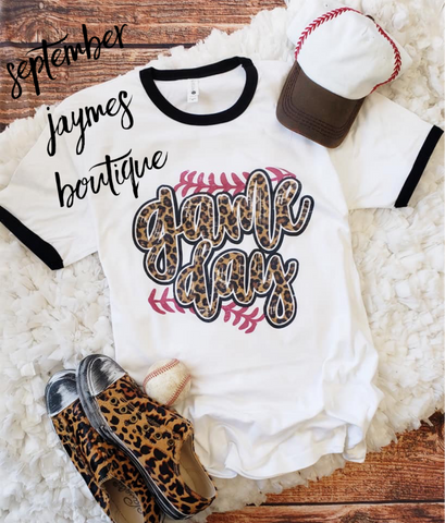 Game Day Leopard Tee- Ringer Style