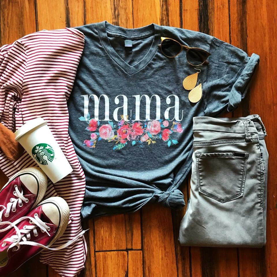 Mama Floral Tee - The Frosted Pear Design