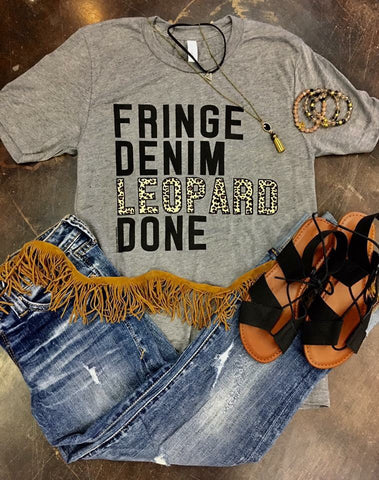 Fringe Denim Leopard Done Tee - The Frosted Pear Design