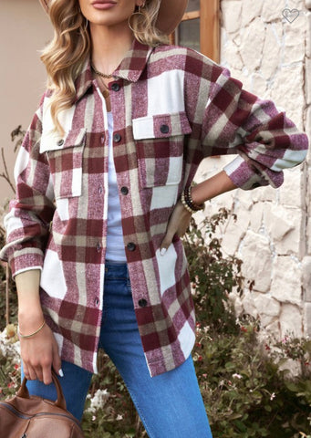 Red & Tan Plaid Shacket
