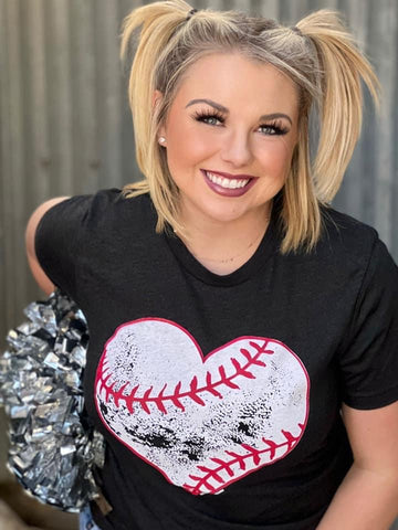 Baseball Heart V-Neck Tee