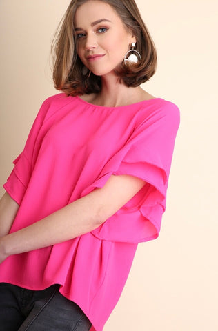 Hot Pink Ruffle Top
