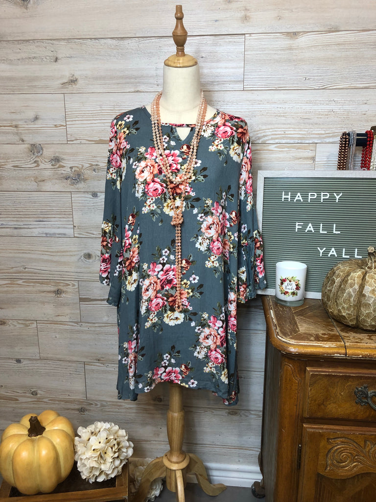 Teal Floral Tunic