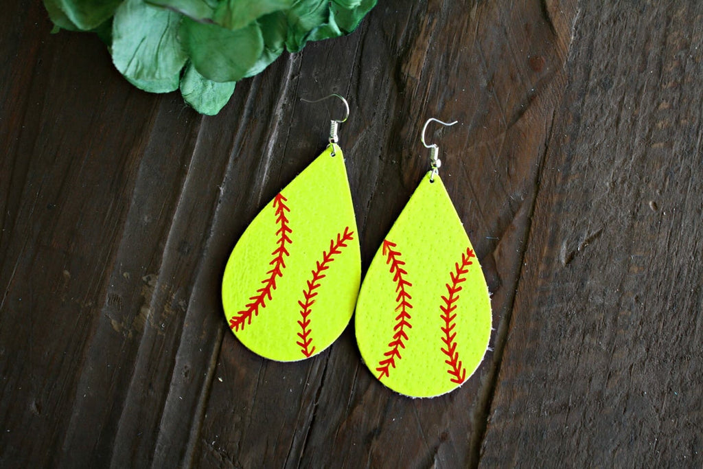 Softball Earrings - The Frosted Pear Design