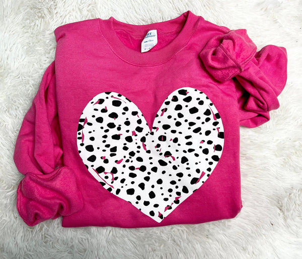 Pink Polka Dot Heart Sweatshirt
