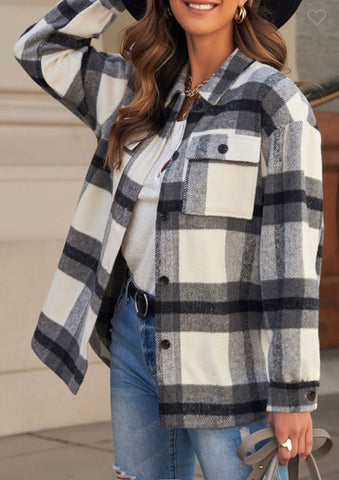White & Black Plaid Shacket