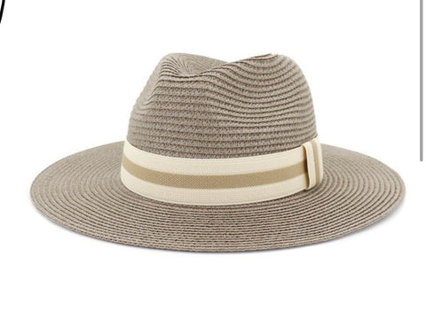 Straw Woven Hat- Tan Band