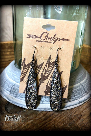 Black Druzy Earrings - The Frosted Pear Design