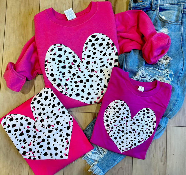 Pink Polka Dot Heart Sweatshirt