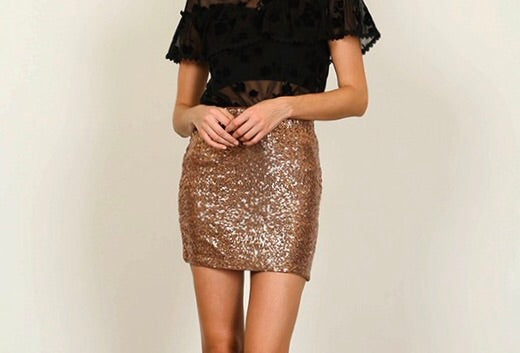 Gold Sequin Mini Skirt - The Frosted Pear Design
