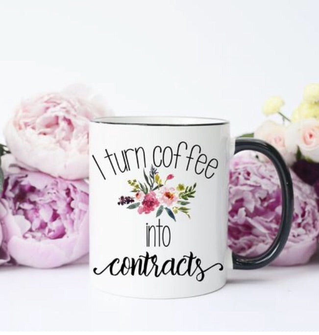 Coffee into Contracts Mug - The Frosted Pear Design