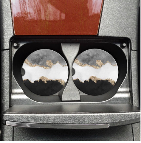 Grey Marble Car Coasters (Set of 2)