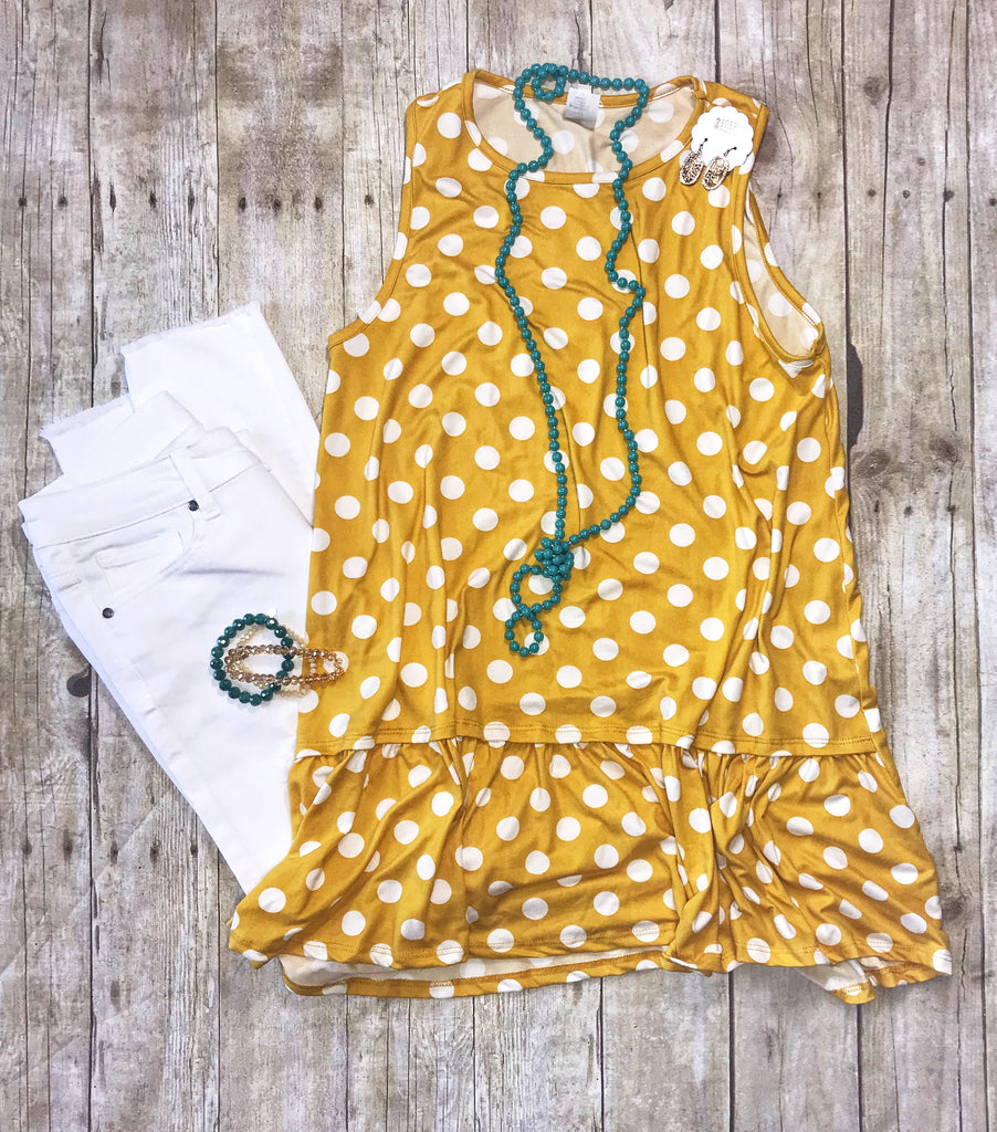 Yellow Polka Dot Peplum Top - The Frosted Pear Design